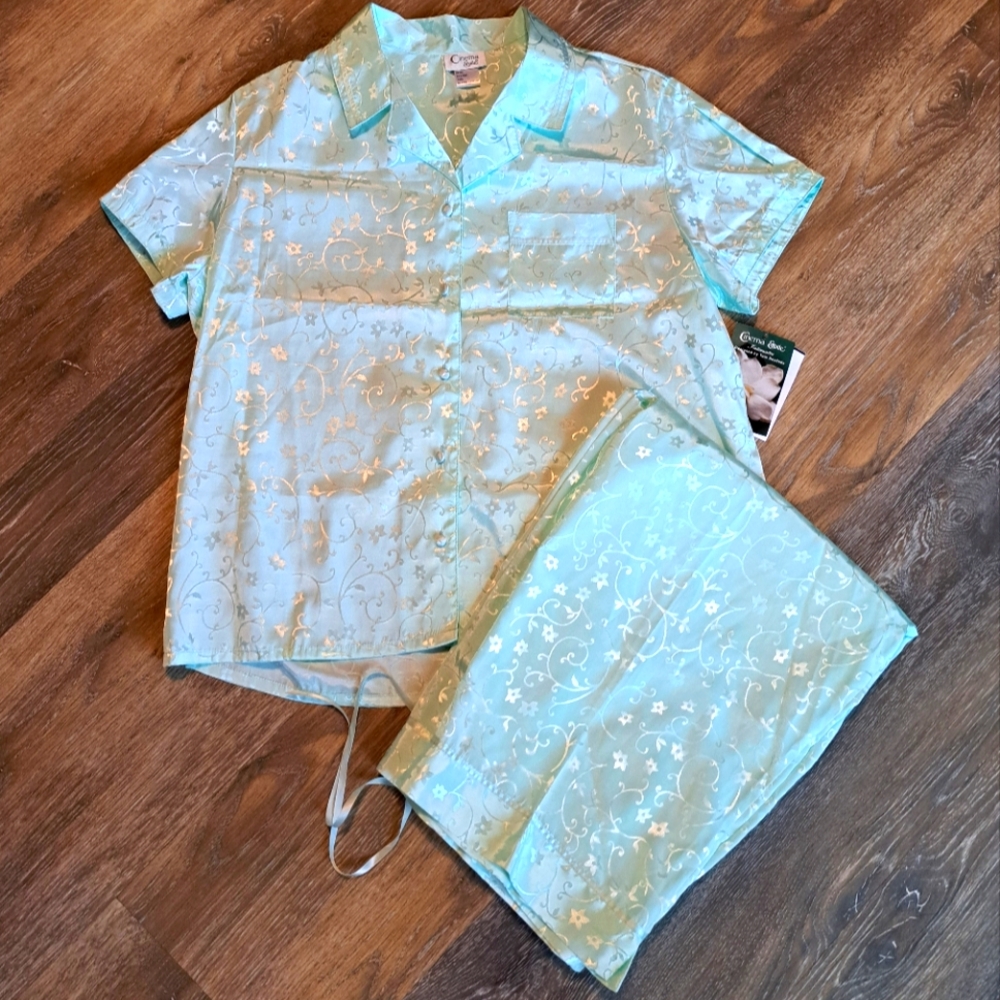Light Mint Green Floral Pajama Set XL